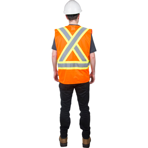 Veste de s&eacute;curit&eacute; pour la circulation, Orange haute visibilit&eacute;, Moyen, Polyester Cantin et fils