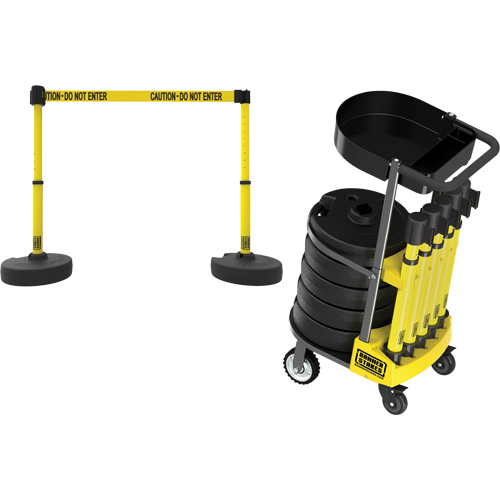 PLUS Barrier Post Cart Kit with Tray, 75' L, Metal, Yellow Cantin et fils