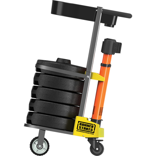 Chariot de transport avec plateau pour barri&egrave;re PLUS, 75' lo, M&eacute;tal, Orange Cantin et fils