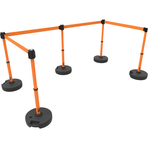 PLUS Barrier Post Set X5, Plastic, 42" H, Orange Tape, 15' Tape Length Cantin et fils