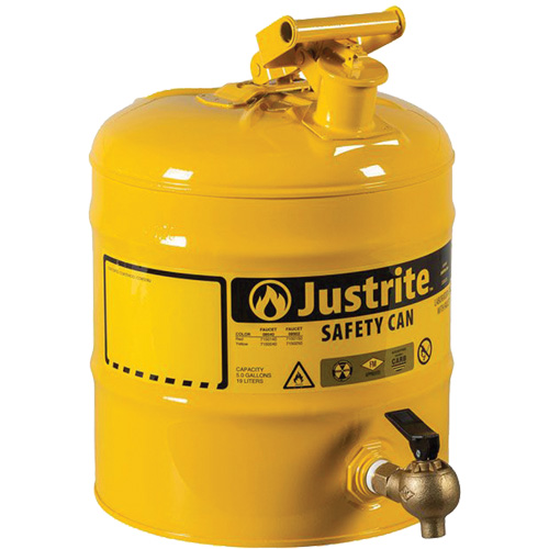 Safety Shelf Can, Type I, Steel, 5 US gal., Yellow, FM Approved Cantin et fils
