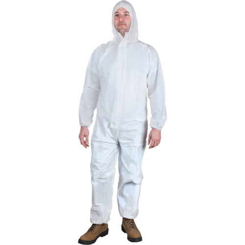 Combinaisons &agrave; capuchon, 2T-Grand, Blanc, Microporeux Cantin et fils