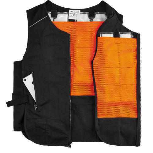 Veste de refroidissement &agrave; changement de phase l&eacute;g&egrave;re avec sachets 6260 Chill-Its, Petit/Moyen, Noir Cantin et fils