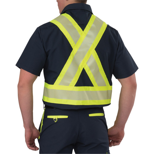 Ripstop High Visibility Short Sleeved Shirt, Polyester, Small, Navy Blue Cantin et fils