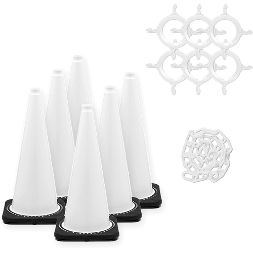Traffic Cone & Chain Kit, 28", White Cantin et fils