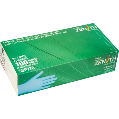 Gants jetables de calibre m&eacute;dical r&eacute;sistants &agrave; la perforation, 2T-Grand, Nitrile, 4,5 mils, Sans poudre, Bleu, Classe 2 Cantin et fils