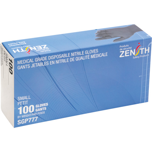 Gants jetables de calibre m&eacute;dical r&eacute;sistants &agrave; la perforation, Petit, Nitrile, 5 mils, Sans poudre, Noir, Classe 2 Cantin et fils