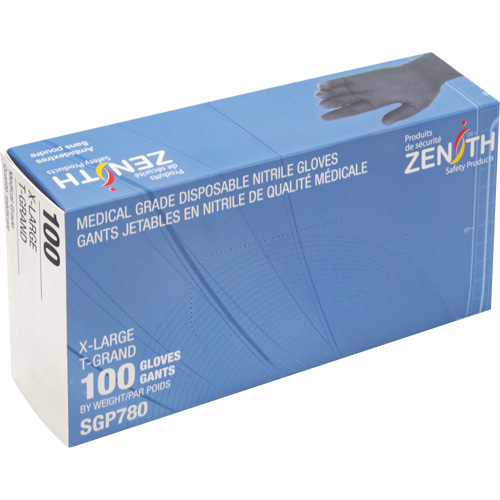 Gants jetables de calibre m&eacute;dical r&eacute;sistants &agrave; la perforation, T-Grand, Nitrile, 5 mils, Sans poudre, Noir, Classe 2 Cantin et fils