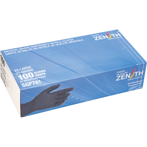 Puncture-Resistant Medical-Grade Disposable Gloves, 2X-Large, Nitrile, 5-mil, Powder-Free, Black, Class 2 Cantin et fils