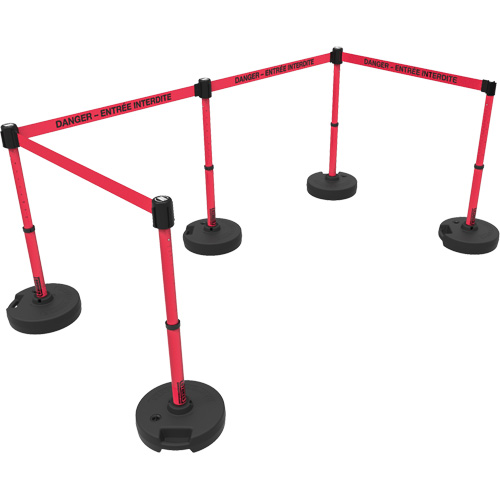 Plus Barrier Post Set, Plastic, 42" H, Red Tape, 15' Tape Length Cantin et fils