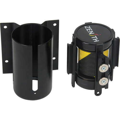 Barri&egrave;re &agrave; fixation murale avec ruban magn&eacute;tique, Acier, Fixation par vis, 7', Ruban Noir et jaune Cantin et fils