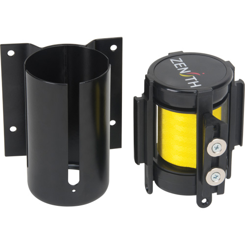 Wall Mount Barrier with Magnetic Tape, Steel, Screw Mount, 7', Yellow Tape Cantin et fils