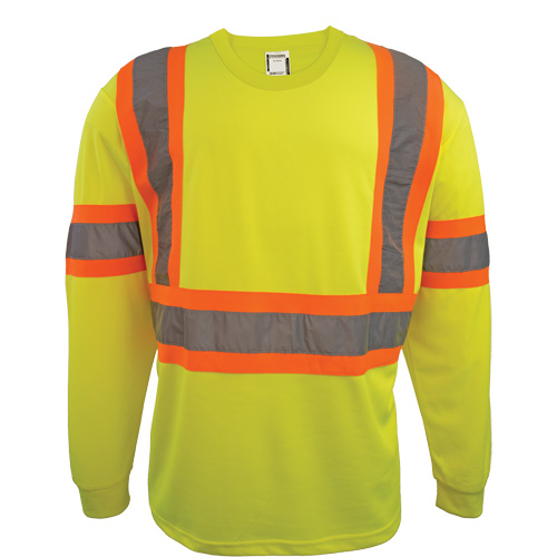Chemise de s&eacute;curit&eacute; &agrave; manches longues, Polyester, 2T-Grand, Jaune lime haute visibilit&eacute; Cantin et fils