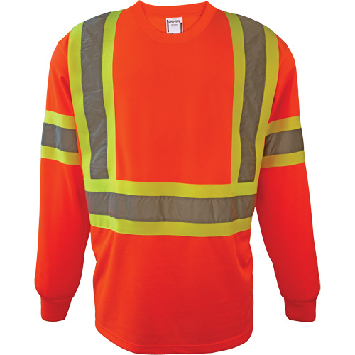 Chemise de s&eacute;curit&eacute; &agrave; manches longues, Polyester, 2T-Grand, Orange haute visibilit&eacute; Cantin et fils