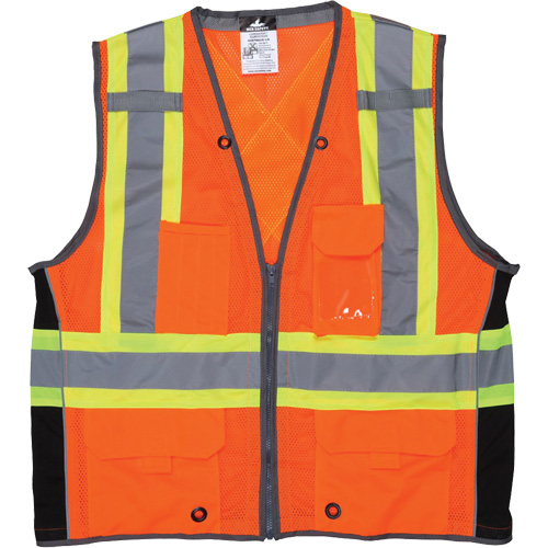 Surveyor Safety Vest, High Visibility Orange, Large, Polyester Cantin et fils