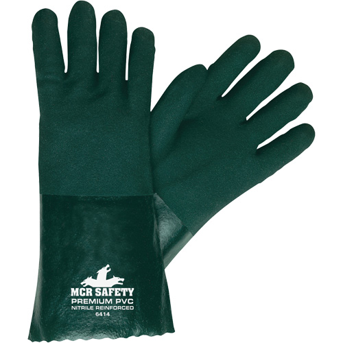 Chemical Resistant Gloves, Size Large, 14" L, PVC, Jersey Inner Lining Cantin et fils