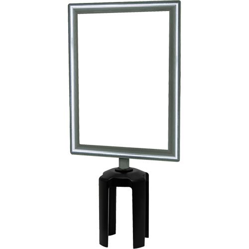 Heavy-Duty Vertical Sign Holder with Tensabarrier&reg; Post Adapter, Polished Chrome Cantin et fils