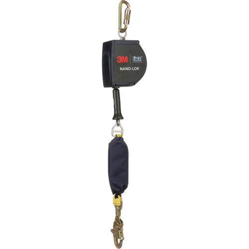 Nano-Lok Extended Length Self Retracting Lifeline, 15', Galvanized Steel, Swivel Cantin et fils