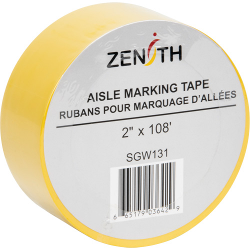 Aisle Marking Tape, 2" x 108', PVC, Yellow Cantin et fils