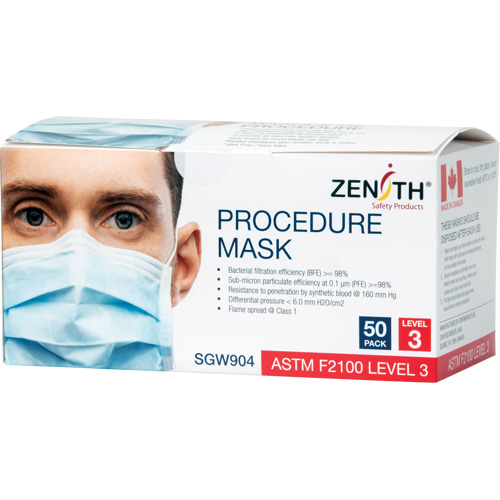 Masques d'intervention jetables, ASTM F2100 Niveau 3, Classe 1 Cantin et fils
