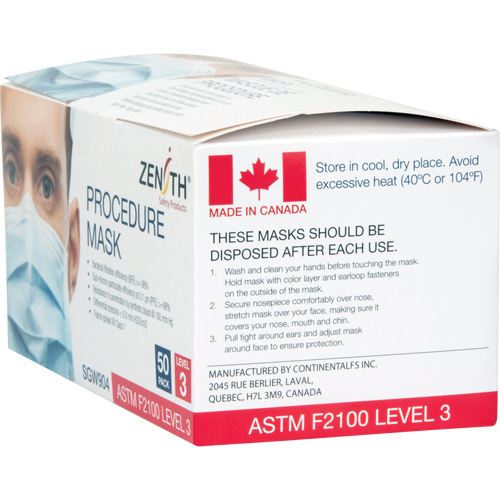 Masques d'intervention jetables, ASTM F2100 Niveau 3, Classe 1 Cantin et fils