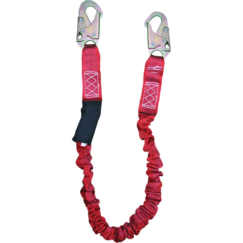 ShockSorb Internal Shock Lanyard, 6', Snap Hook Center, Snap Hook Leg Ends, Polyester Cantin et fils