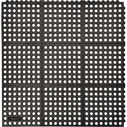 Tapis antifatigue &agrave; imbrication Cushion-Ease 550, &agrave; fentes, 3' x 3' x 3/4", Noir, Caoutchouc Cantin et fils