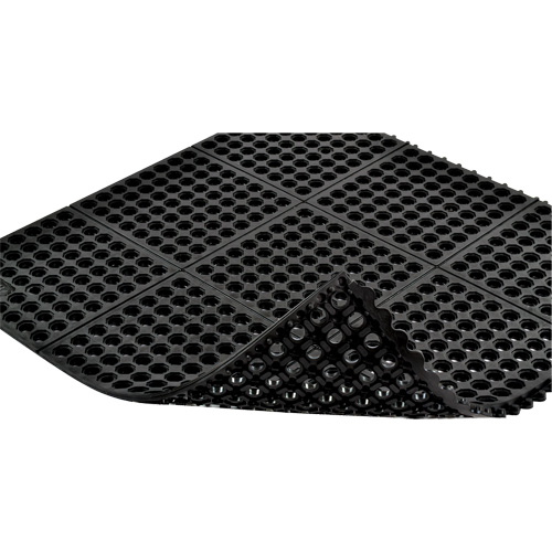 Tapis antifatigue &agrave; imbrication Cushion-Ease 550, &agrave; fentes, 3' x 3' x 3/4", Noir, Caoutchouc Cantin et fils