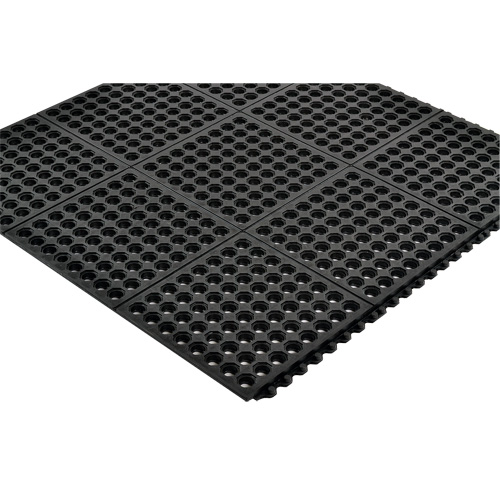 Tapis antifatigue &agrave; imbrication Cushion-Ease 550, &agrave; fentes, 3' x 3' x 3/4", Noir, Caoutchouc Cantin et fils