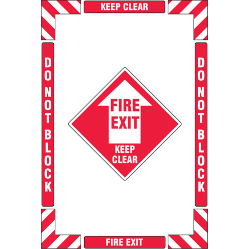 Trousse de marquage du sol ?Fire Exit? (sortie de secours), Adh&eacute;sif, Anglais avec pictogramme Cantin et fils