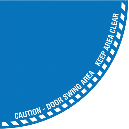 Signalisation au sol ?Caution? (attention) pour porte battante en quart de cercle, Adh&eacute;sif, Anglais avec pictogramme Cantin et fils