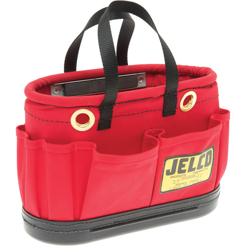 Aerial Tool Bucket with Magnet, 14" L x 7" W x 10" H, Canvas, Red Cantin et fils