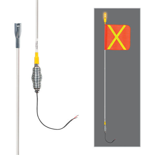 Safety Whip&reg; All-Weather Super-Duty Warning Whips with Constant LED Light, Spring Mount, 5' High, Orange with Reflective Cantin et fils