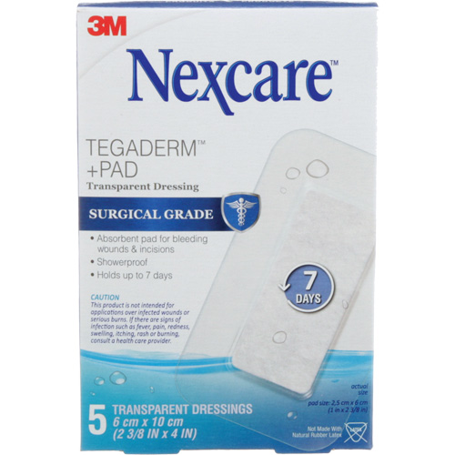 Pansement + tampon transparent Nexcare Tegaderm, Rectangulaire/carr&eacute;e, 4", Plastique, St&eacute;rile Cantin et fils