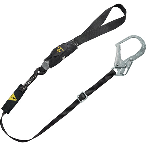 Longe utilitaire &agrave; amortisseur d'&eacute;nergie V-Series, 6', Point d'ancrage &agrave; Crochet d'armature, Crochet mousqueton aux jambes, Nylon Cantin et fils