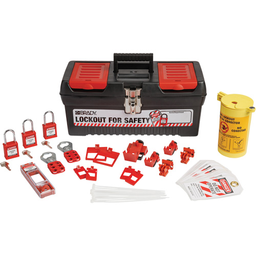 Electrical Lockout Tagout Kit with Nylon Safety Lockout Padlocks in Toolbox, Electrical Kit, 33 Components Cantin et fils