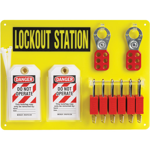 Lockout Board with Keyed Alike Nylon Safety Lockout Padlocks, Plastic Padlocks, 6 Padlock Capacity, Padlocks Included Cantin et fils