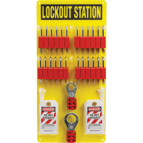 Lockout Board with Keyed Alike Nylon Safety Lockout Padlocks, Plastic Padlocks, 24 Padlock Capacity, Padlocks Included Cantin et fils