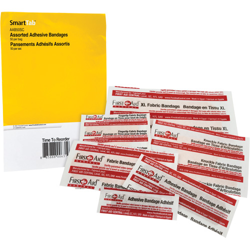 SmartCompliance&reg; Refill Adhesive Bandages, Assorted, Fabric/Plastic, Non-Sterile Cantin et fils