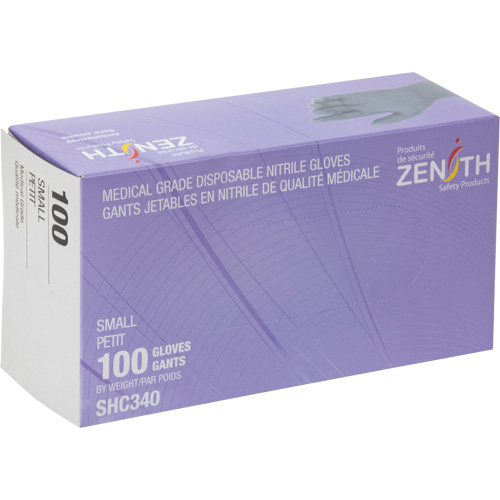 Medical Grade Disposable Gloves, Small, Nitrile, 6-mil, Powder-Free, Black, Class 2 Cantin et fils