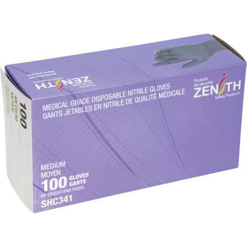 Medical Grade Disposable Gloves, Medium, Nitrile, 6-mil, Powder-Free, Black, Class 2 Cantin et fils