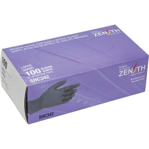 Gants jetables de calibre m&eacute;dical, Grand, Nitrile, 6 mils, Sans poudre, Noir, Classe 2 Cantin et fils