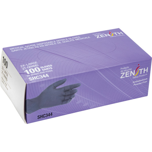 Medical Grade Disposable Gloves, 2X-Large, Nitrile, 6-mil, Powder-Free, Black, Class 2 Cantin et fils