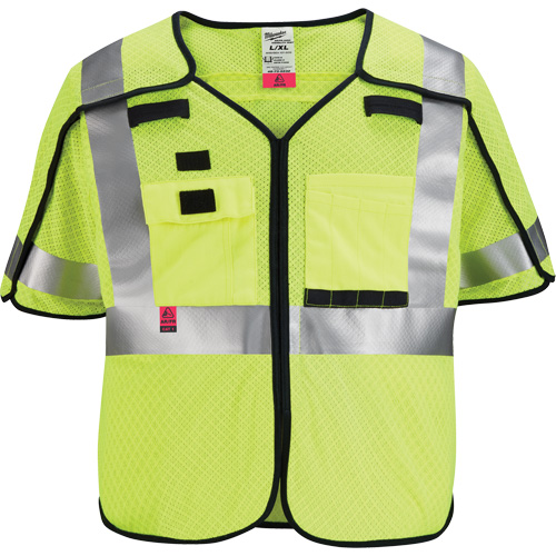 Gilet de s&eacute;curit&eacute; &agrave; maille d&eacute;tachable, Noir/Jaune lime haute visibilit&eacute;, Moyen/Petit Cantin et fils