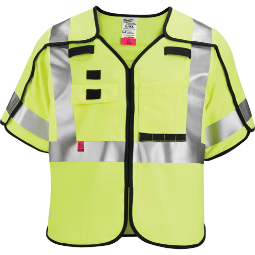 Gilet de s&eacute;curit&eacute; &agrave; maille d&eacute;tachable, Noir/Jaune lime haute visibilit&eacute;, Moyen/Petit Cantin et fils