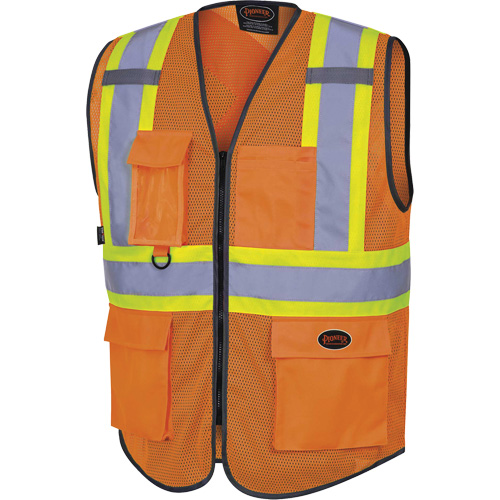 6960 Front Mesh Safety Vest, High Visibility Orange, Medium, Polyester Cantin et fils