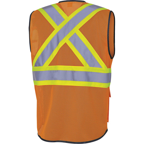 6960 Front Mesh Safety Vest, High Visibility Orange, Medium, Polyester Cantin et fils