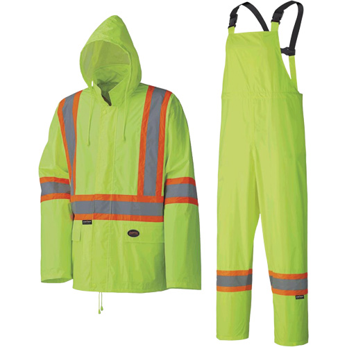 5599 Combinaison de pluie imperm&eacute;able et l&eacute;g&egrave;re, Polyester/PVC, T-petit, Jaune lime haute visibilit&eacute; Cantin et fils