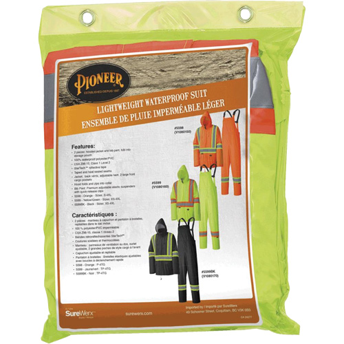 5599 Combinaison de pluie imperm&eacute;able et l&eacute;g&egrave;re, Polyester/PVC, T-petit, Jaune lime haute visibilit&eacute; Cantin et fils