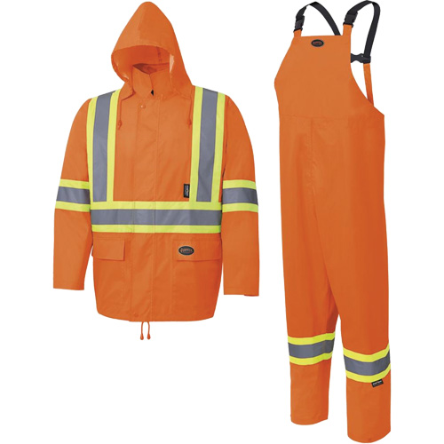 5618 150D Rain Suit, Polyester/Polyurethane, Small, High Visibility Orange Cantin et fils